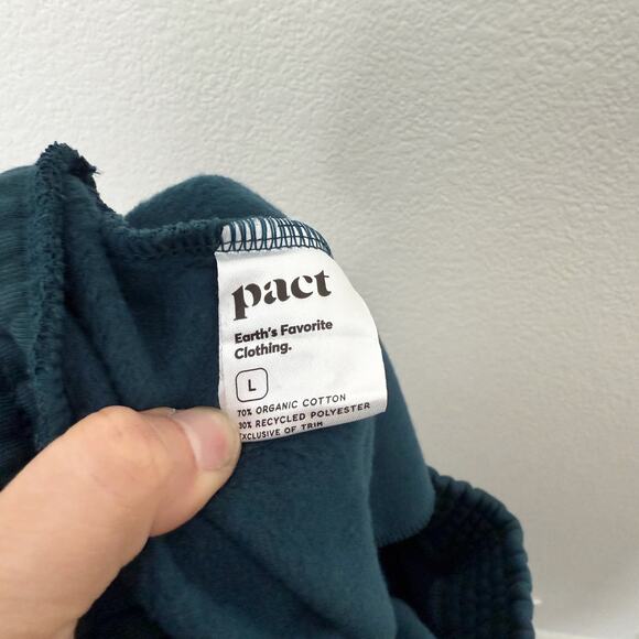 [Pact] Celestial Teal Wide Leg High Rise Sweatpants Courtside Fleece Sz Large L - Picture 10 of 12